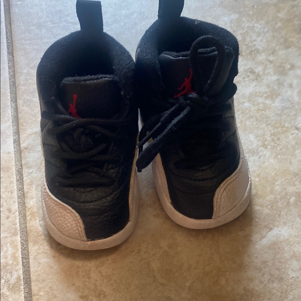 Kids Black and White Jordan Retro 12